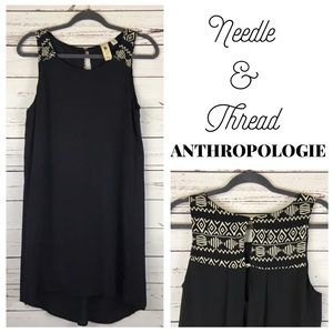 Needle & Thread for Anthro Aztec Black Shift Dress